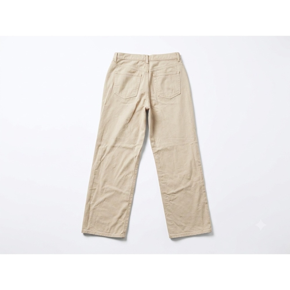 Uniqlo Jeans Womens 27 Beige High Rise Wide Straight Kaihara Denim Pants
